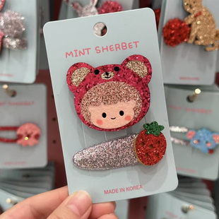 【现货】韩国Pretty Hairpin发饰可爱细闪卡通狗狗青蛙螃蟹发夹边