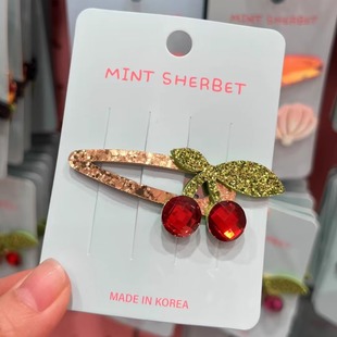 【现货】韩国Pretty Hairpin水钻樱桃亮闪彩色BB夹发夹公主甜美刘