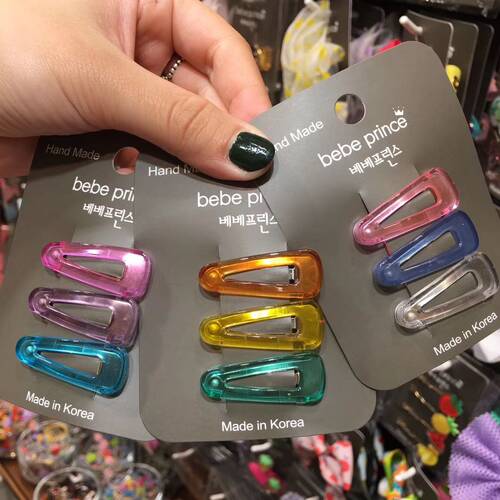 现货prince果冻色水滴镂空发饰