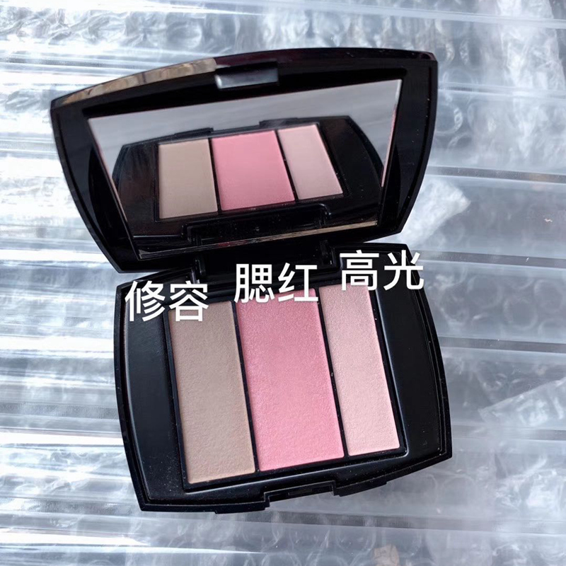 热卖限量款中小样兰蔻3色高光+修容+腮红盘眼影 细腻 显色带镜子