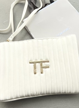 TF高定化妆包白色手拿包收纳包