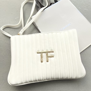 TF高定化妆包 长手腕带白色手拿包收纳包精致气质diy肩带跨肩背包