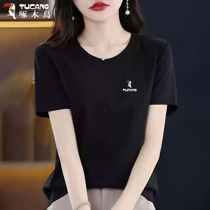 啄木鸟中老年女装夏季短袖洋气宽松显瘦中年妇女上衣T恤妈妈装