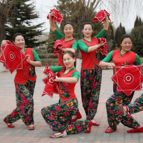 云裳广场舞服装 春夏中袖表演新款套装秧歌服扇子舞服二人台舞服