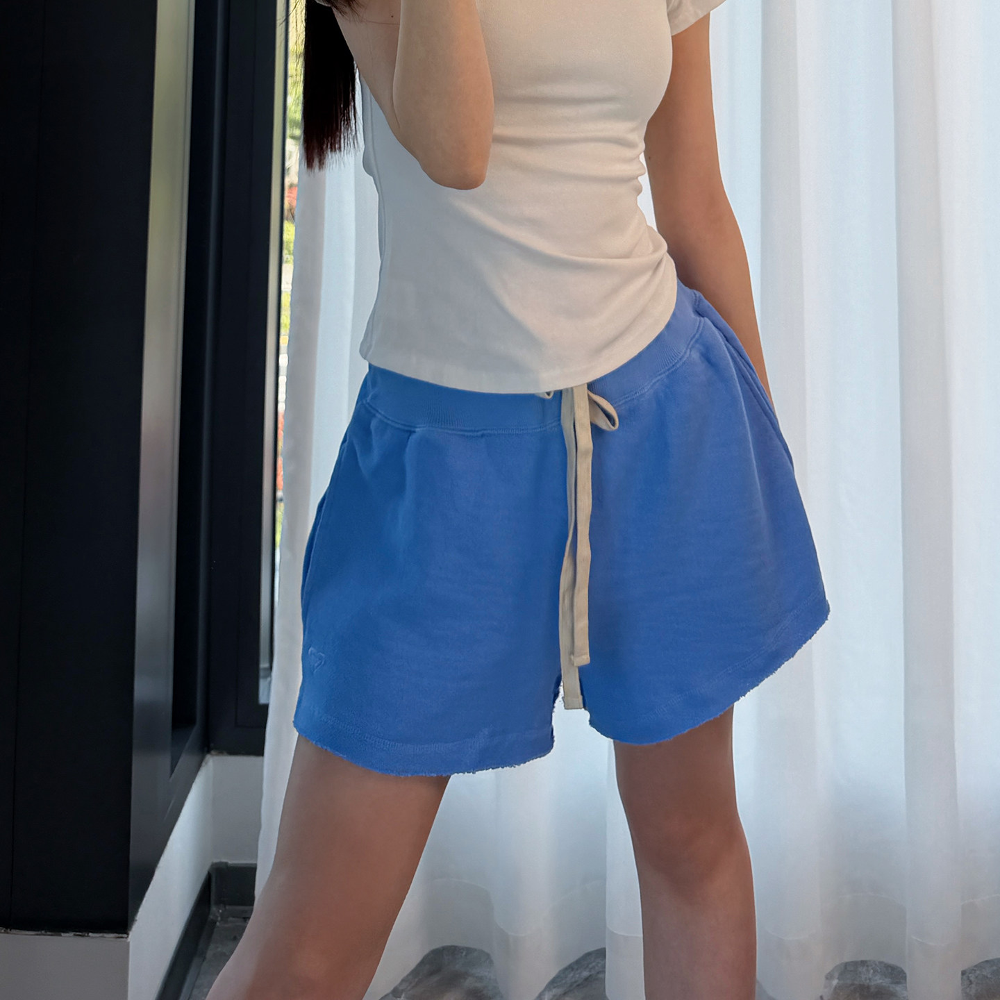 【质感纯色】澳洲出口原单R家 夏装毛圈纯棉极简毛边休闲短裤 女