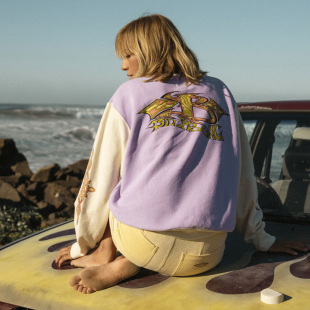 【超赞后背】澳洲出口冲浪原单 春冬新款 拼色飞机袖加绒卫衣 女