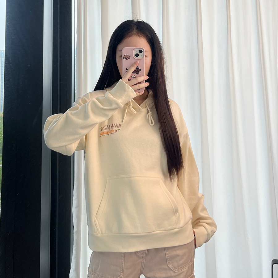 加绒宽松套头街头卫衣