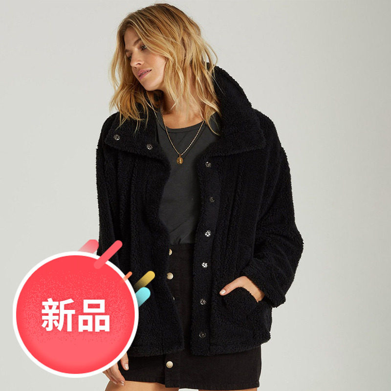 【数量超少】澳洲冲浪品牌 春冬新款 纯色单排扣保暖毛毛外套 女