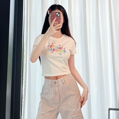 【超高性价比】美式出口街头原单 夏装新款 短款青春辣妹T恤 女