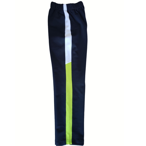 深蓝色高腰裤浅绿白宽边来图定制