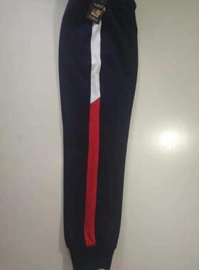 可定做中小学生男女校裤拼接白红色一寸宽杠紧口松紧腰有兜大码棉