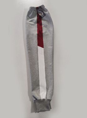 可定做中小学生男女校裤灰色紧口长裤5cm酒红白色条纹松紧腰兜棉