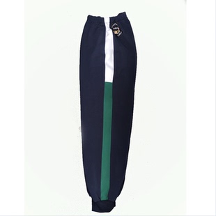 定做春秋冬男女同款 拼接白深墨绿色条运动加绒夏棉 藏蓝色运动长裤