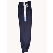 定制男女校裤 拼白色浅水蓝宽边棉加厚有兜 深蓝藏蓝色高腰束脚长裤