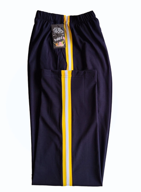 可定做中小学生男女校裤3厘米黄边白色杠条白黄白三色直筒松紧腰