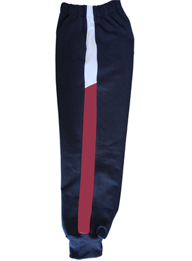 可定做中小学生男女校裤深蓝色5厘米暗红色枣红酒红白色条纹紧口