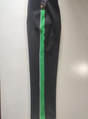 可定做中小学生男女校裤长裤细白杠条后1寸宽绿色宽杠散口松紧腰