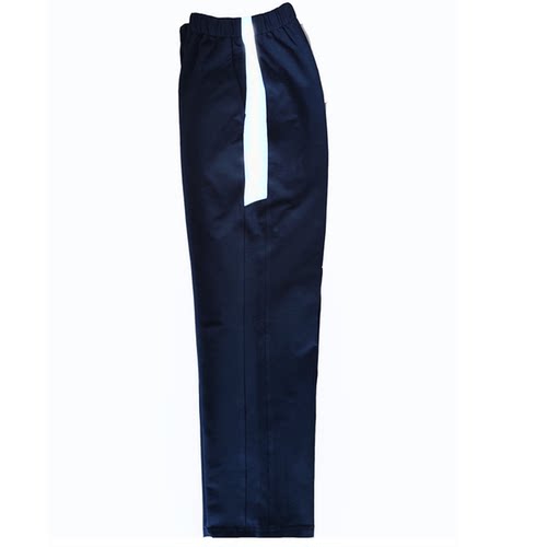 深蓝高腰裤拼上白下深蓝来图定制