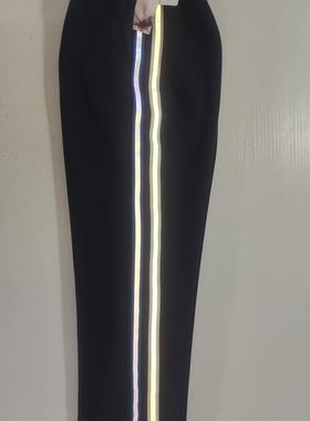 可定做中小学生男女校裤藏蓝色长裤宝蓝色白色灰色反光条直筒裤棉