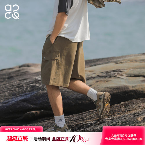 ACTUP夏季卡其工装五分短裤男