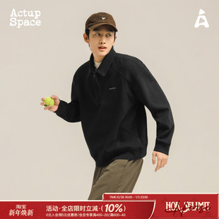 美式 冬季 休闲半拉链长袖 男装 加绒休闲翻领卫衣 POLO衫 吕小虎ACTUP