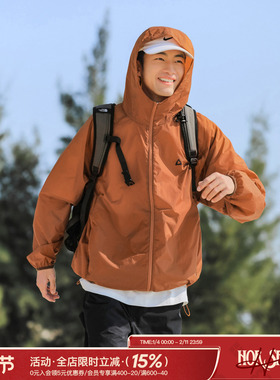 吕小虎日系复古细格纹冲锋衣男夏季户外青少年轻薄透气夹克外套