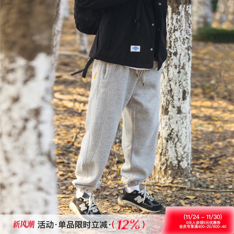 美式潮牌加绒休闲卫裤束脚裤宽松