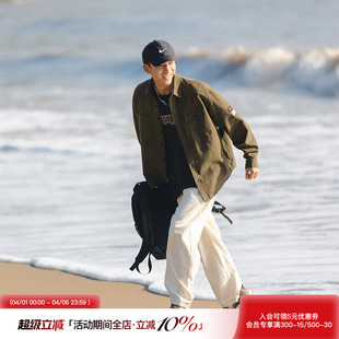 美式 吕小虎水洗长袖 衬衫 男生春季 衬衣男基础通勤外套衣服 口袋工装