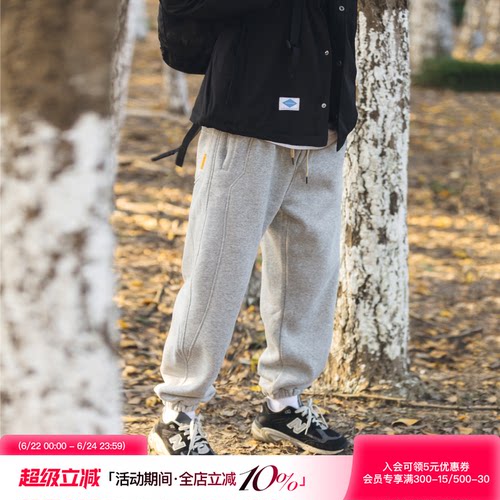 美式潮牌加绒休闲卫裤束脚裤宽松