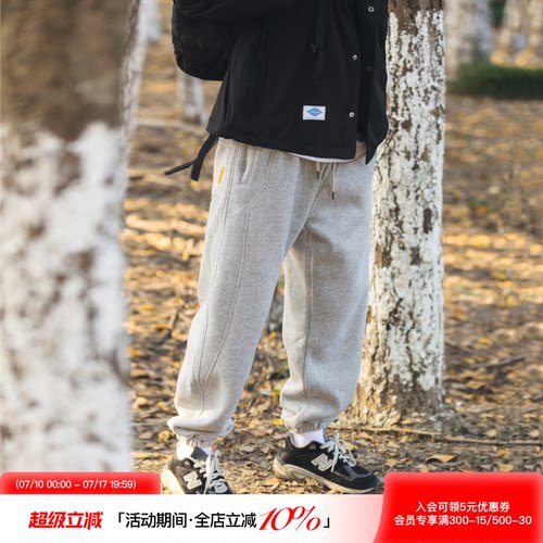 美式潮牌加绒休闲卫裤束脚裤宽松