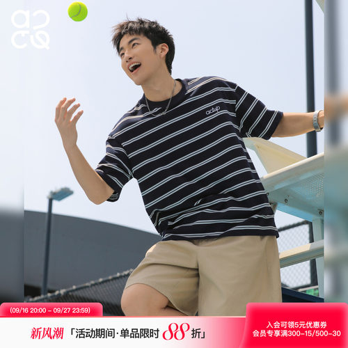 ACTUP美式条纹短袖T恤夏季透气