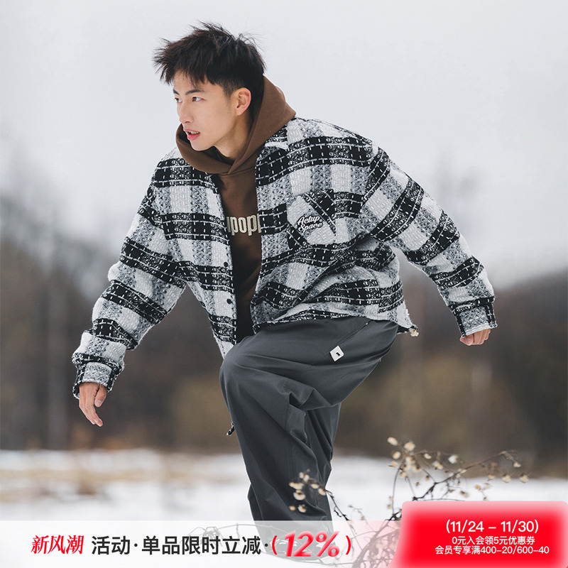 吕小虎美式粗花呢格子衬衫外套