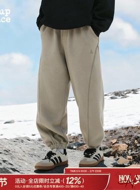 吕小虎ACTUP 冬季加绒加厚束脚卫裤男士潮牌休闲长裤青少年运动裤