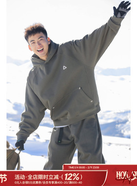 吕小虎加绒加厚连帽卫衣男冬季男生套头带帽上衣青少年保暖帽衫潮