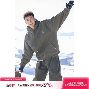 吕小虎加绒加厚连帽卫衣男冬季 潮 男生套头带帽上衣青少年保暖帽衫