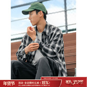 春季 美式 经典 吕小虎ACTUP 格子翻领长袖 衬衣男士 复古宽松衬衫 外套