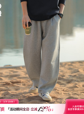吕小虎ACTUP 春季垂感阔腿弯刀卫裤男美式休闲裤青少年灰色运动裤