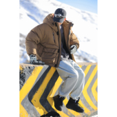 吕小虎石墨烯面料锁温保暖冬季 连帽羽绒服男户外防风90白鸭绒外套