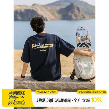 夏季新款字母发泡印花短袖T恤情侣款纯棉体恤宽松圆领半袖上衣男