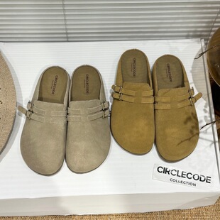 IG真皮勃肯拖鞋女厚底单里春季新款懒人包头复古百搭半拖鞋