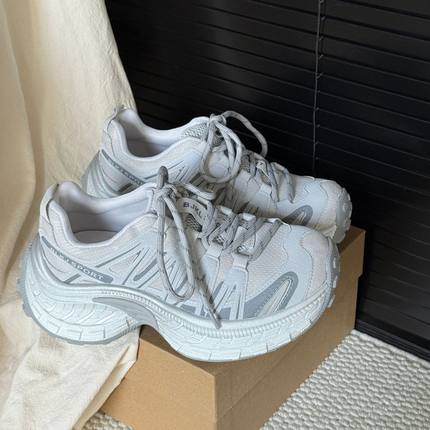 2026春季新款7cm厚底老爹鞋女机能风减震圆头系带休闲运动跑鞋