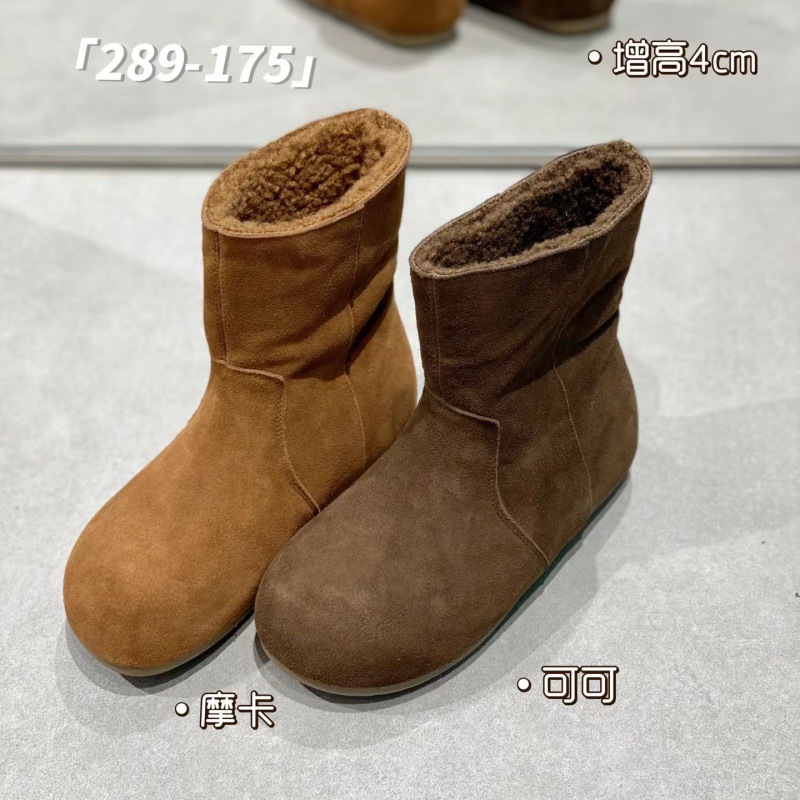 IG两穿翻边牛皮博肯雪地靴女法式短靴韩系复古加绒保暖棉靴