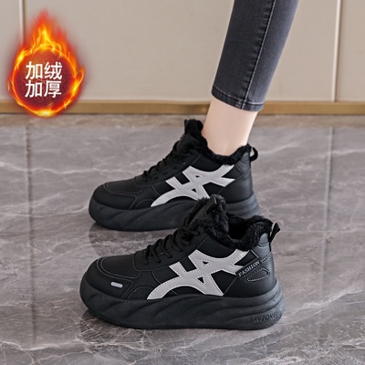 女鞋保暖棉鞋高帮运动鞋子34