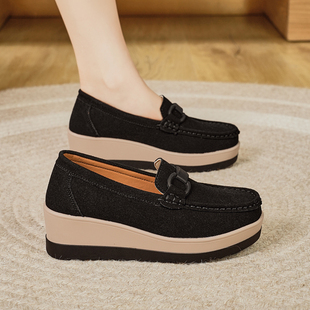 黑色鞋子上班不累脚工作鞋老北京布鞋通勤职场小黑鞋松糕摇摇妈妈