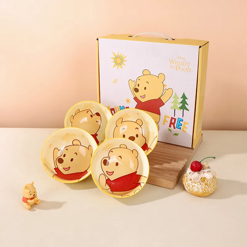 迪士尼联名款4 .5寸米饭碗高颜值陶瓷碗可爱儿童餐具家用条纹饭碗