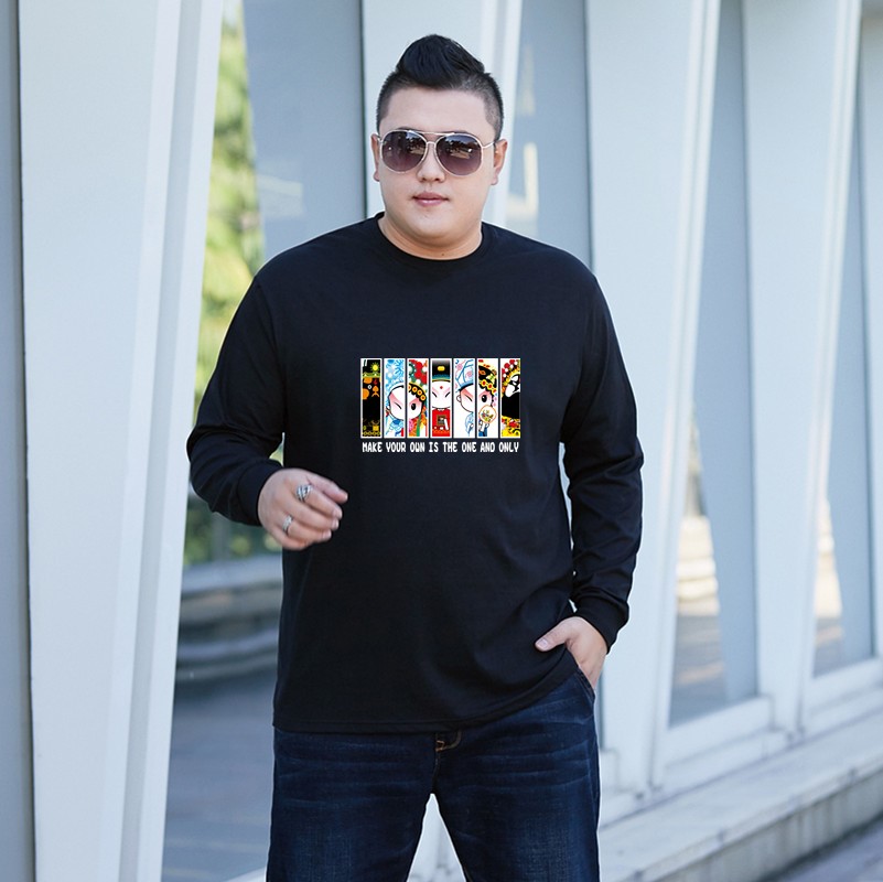 加肥加大码中国风秋衣长袖t恤