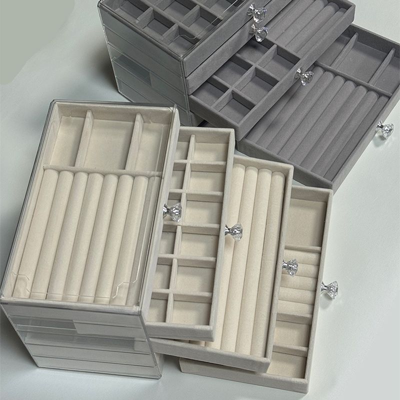高档精致首饰收纳盒多层分格大容量饰品盒耳环耳钉项链戒指展示盒