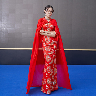 舞台表演服披风长款宽松披肩斗篷性感连衣裙新款JK服装改良版汉服