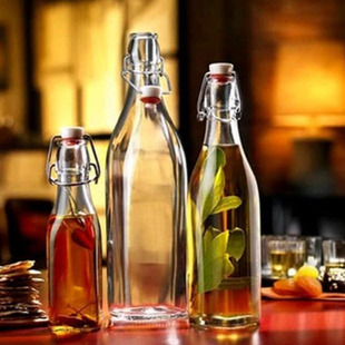 卡扣创意葡萄红酒瓶圆形方形带盖饮料果汁玻璃瓶酵素瓶子密封罐