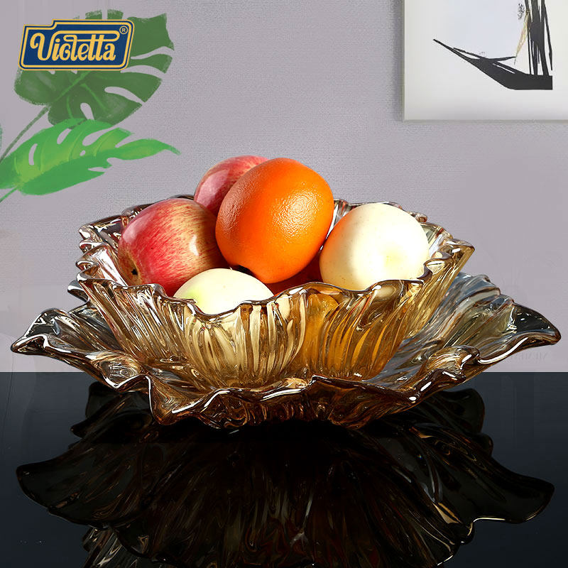 大容量水果盘创意家用客厅桌面郁金香造型加厚玻璃大果盘高端轻奢
